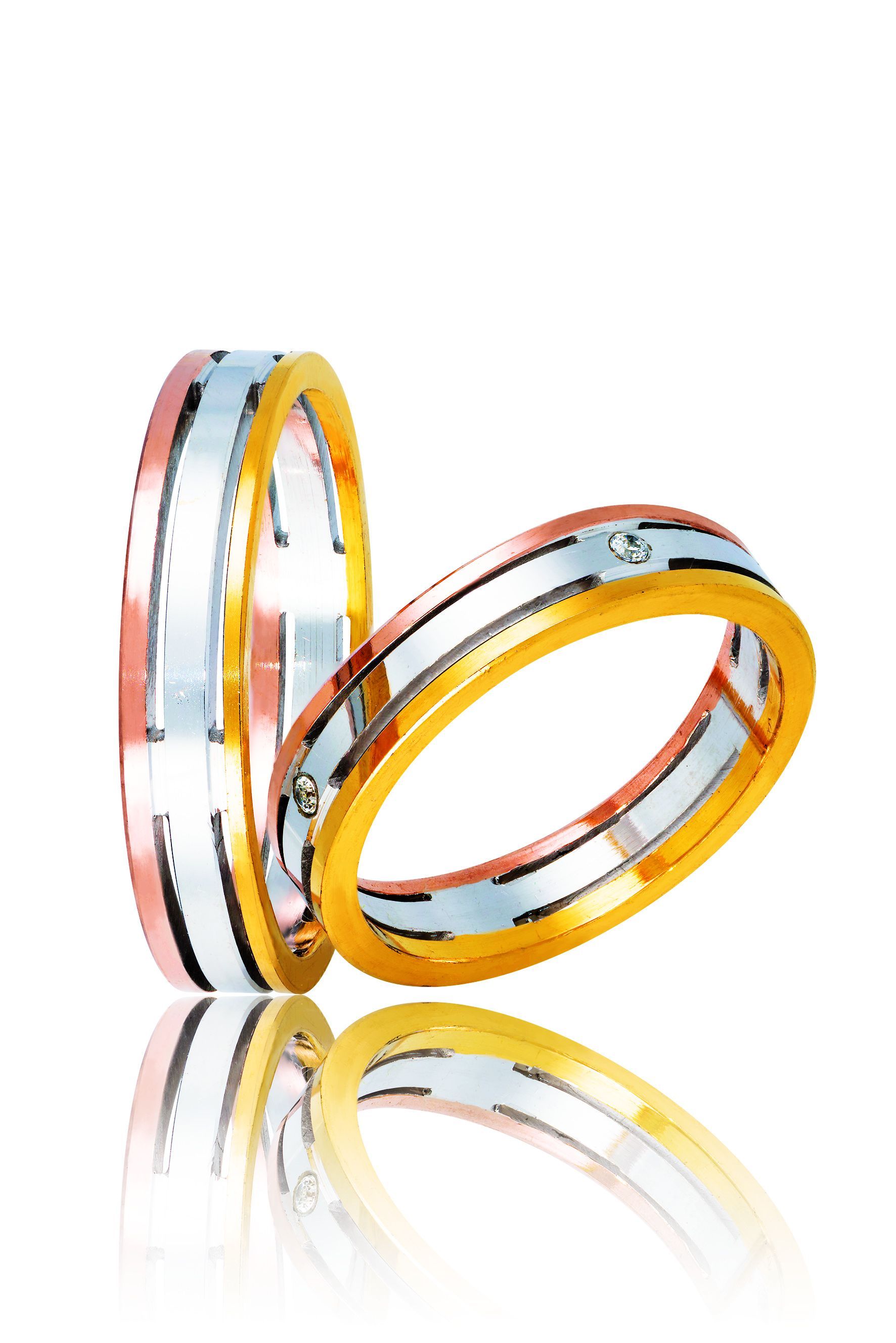 White gold, gold & rose gold wedding rings (code 2rwy)